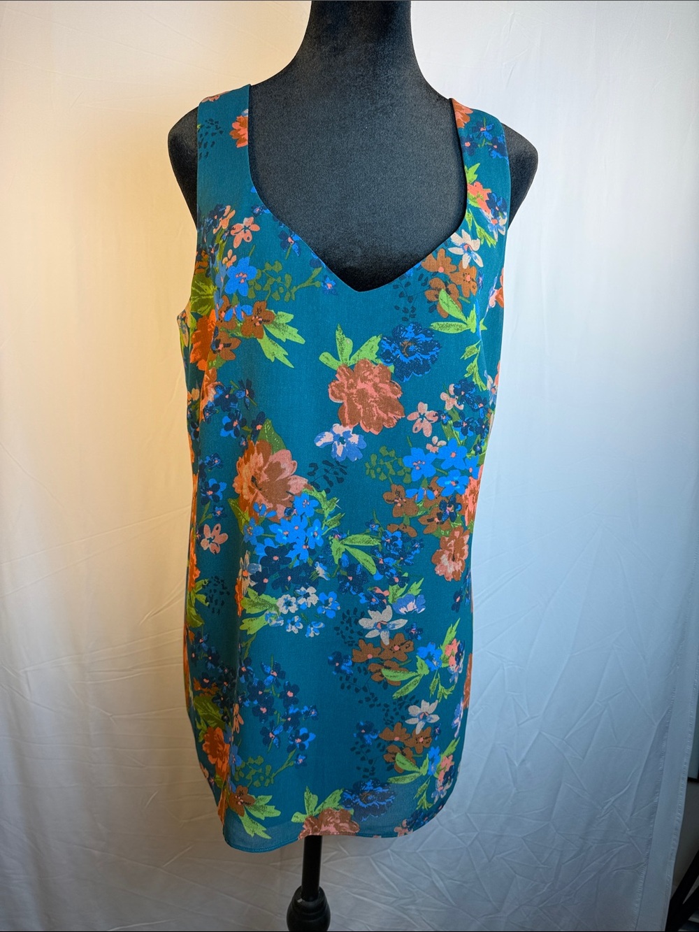 CAbi Teal, Orange & Green Floral Patterned Women’s Camisole Blouse